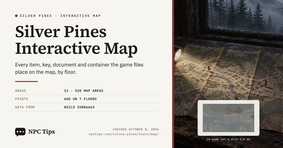 Object Show Code Red Silver Pines Interactive Map: Items, Keys and Notes